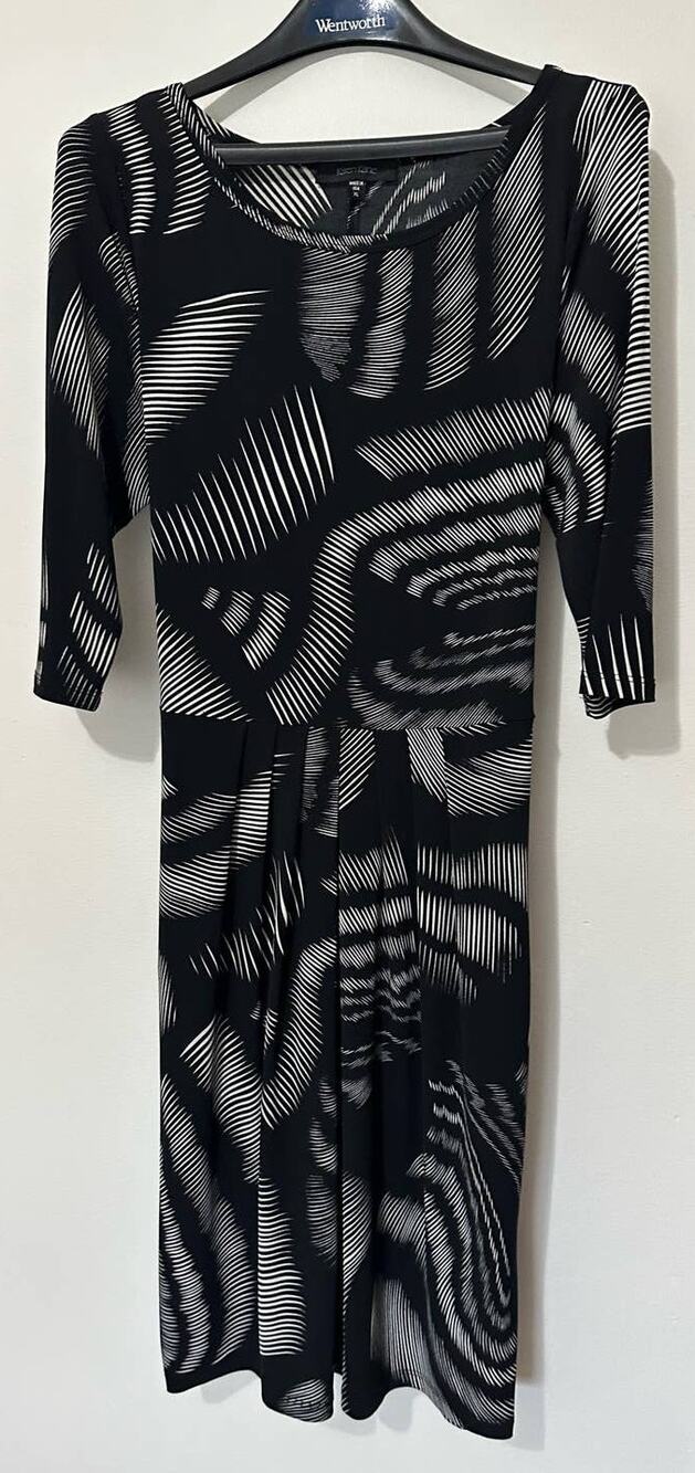 Karen Kane Faux Wrap Midi Dress Size XL Black and White